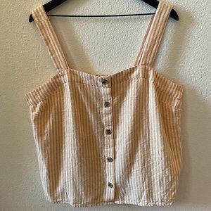 NWT J.Crew Yellow Stripe Linen Blend Tank Top XL